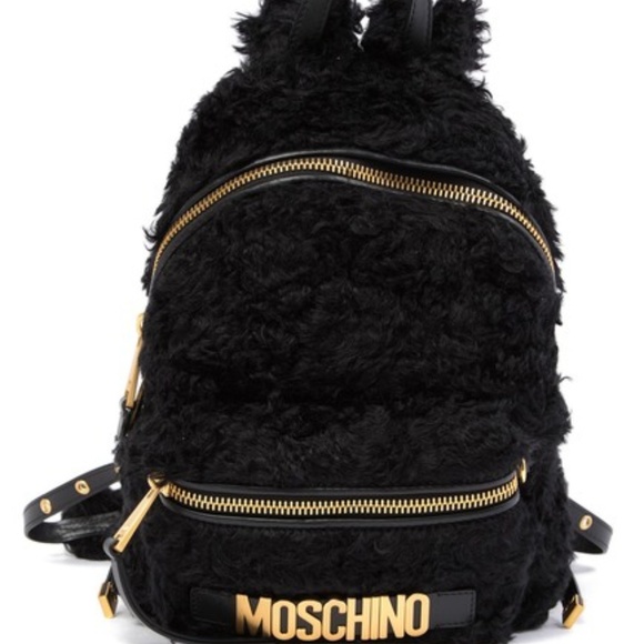 MOSCHINO COUTURE BLACK MOHAIR TEDDYBEAR BACKPACK - Picture 2 of 8